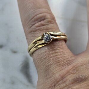 Womens Vintage Estate 14K Yellow Gold Diamond Ring Set 3.2g E3953